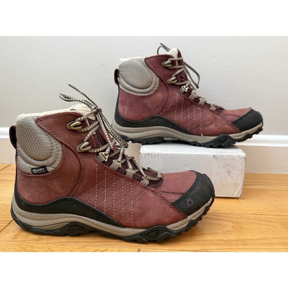 OBOZ Womens Burgundy Sapphire B-Dry Mid Waterproof Hiking Boot Sz 7‎ Gorpcore - Picture 4 of 13